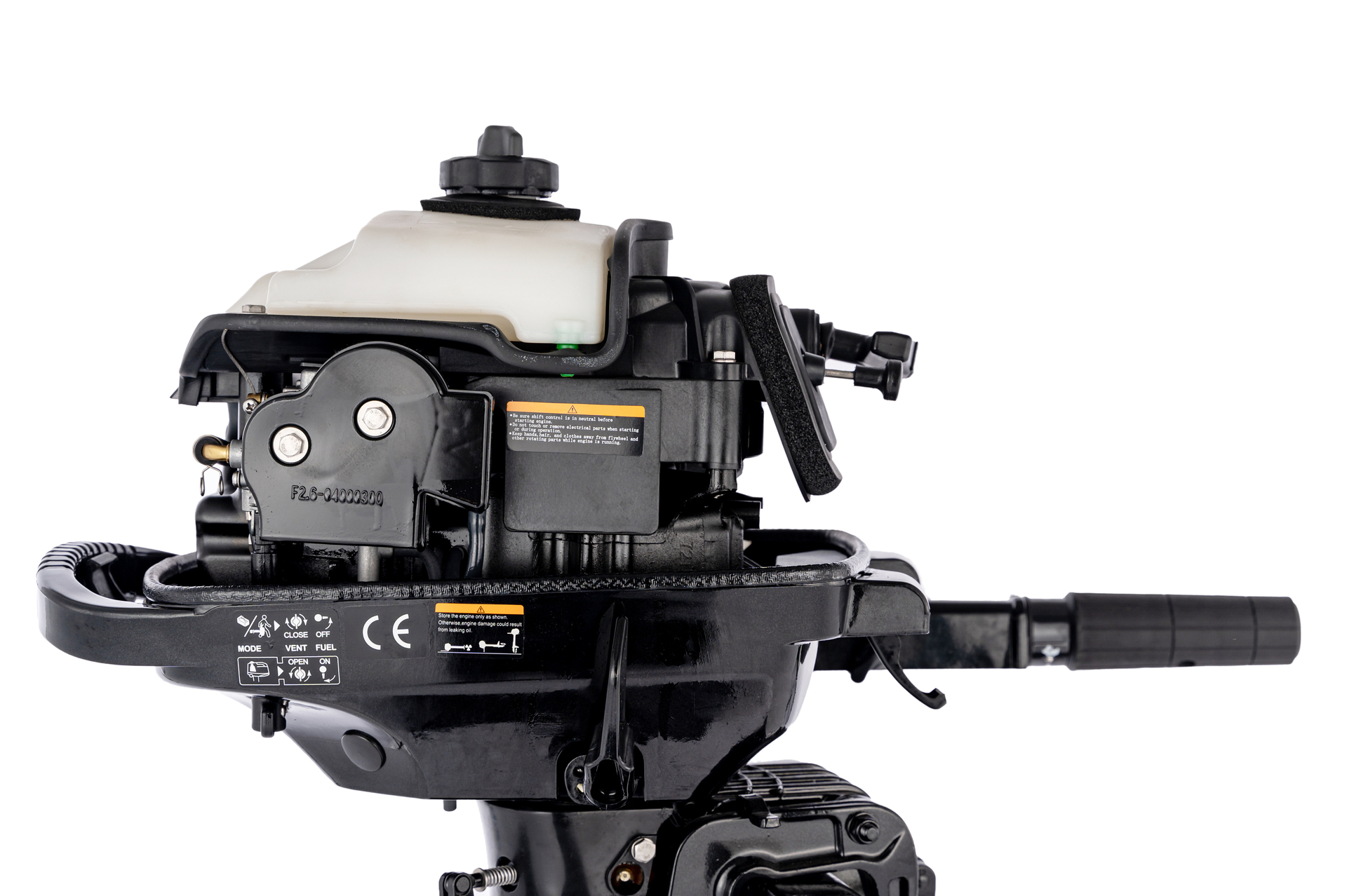 Moteur hors-bord 4T Parsun F2.6 BMS ou F2.6 BML | Moteur thermique arbre court ou long | Capot ouvert